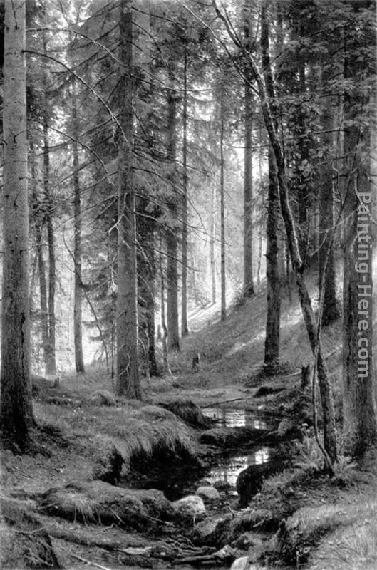 Ivan Shishkin Stream by a Forest Slope